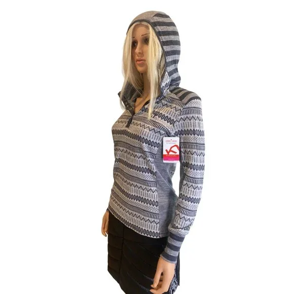 Kari Traa Merino Wool Half-Zip Nordic Base Layer Hoodie Top Medium Gray - Picture 9 of 11
